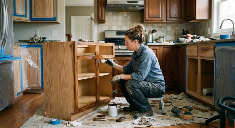 Kitchen Cabinet Staining in Bloomington, IN